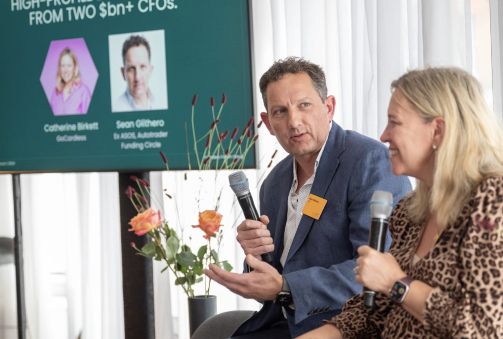 GoCardless' Catherine Birkett and Funding Circle's Sean Glithero at FF's CFO Forum 2025.